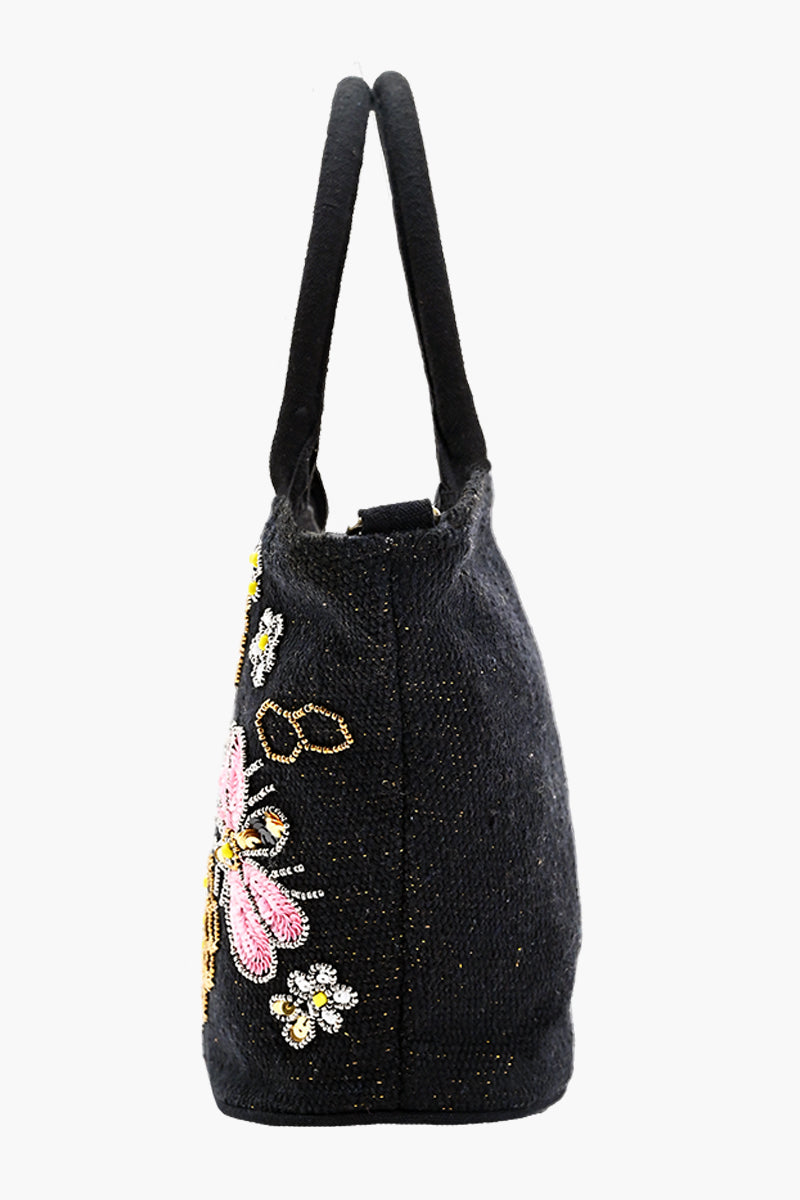 Honeybee Embellished Mini Bucket Crossbody Bag