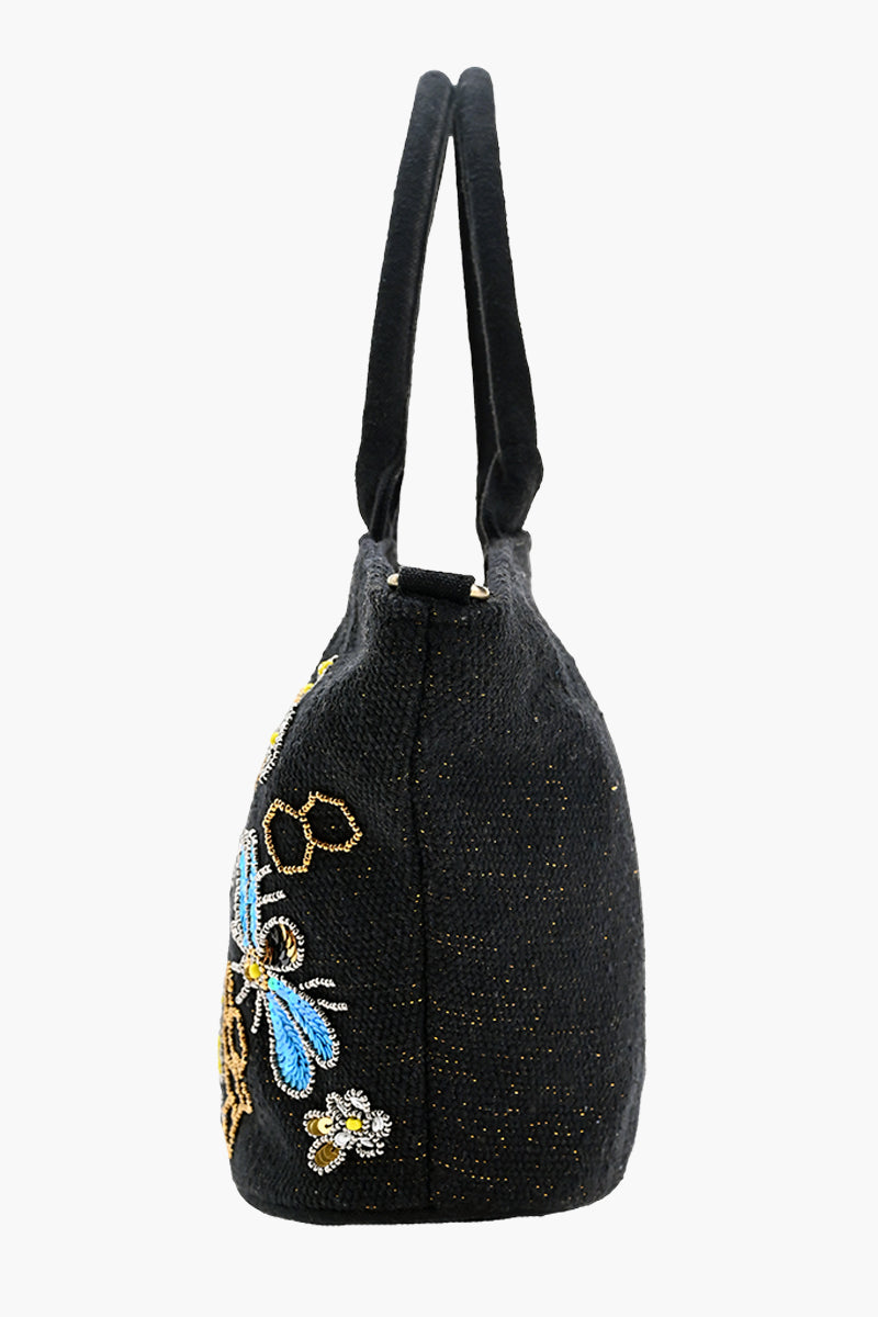 Honeybee Embellished Mini Bucket Crossbody Bag