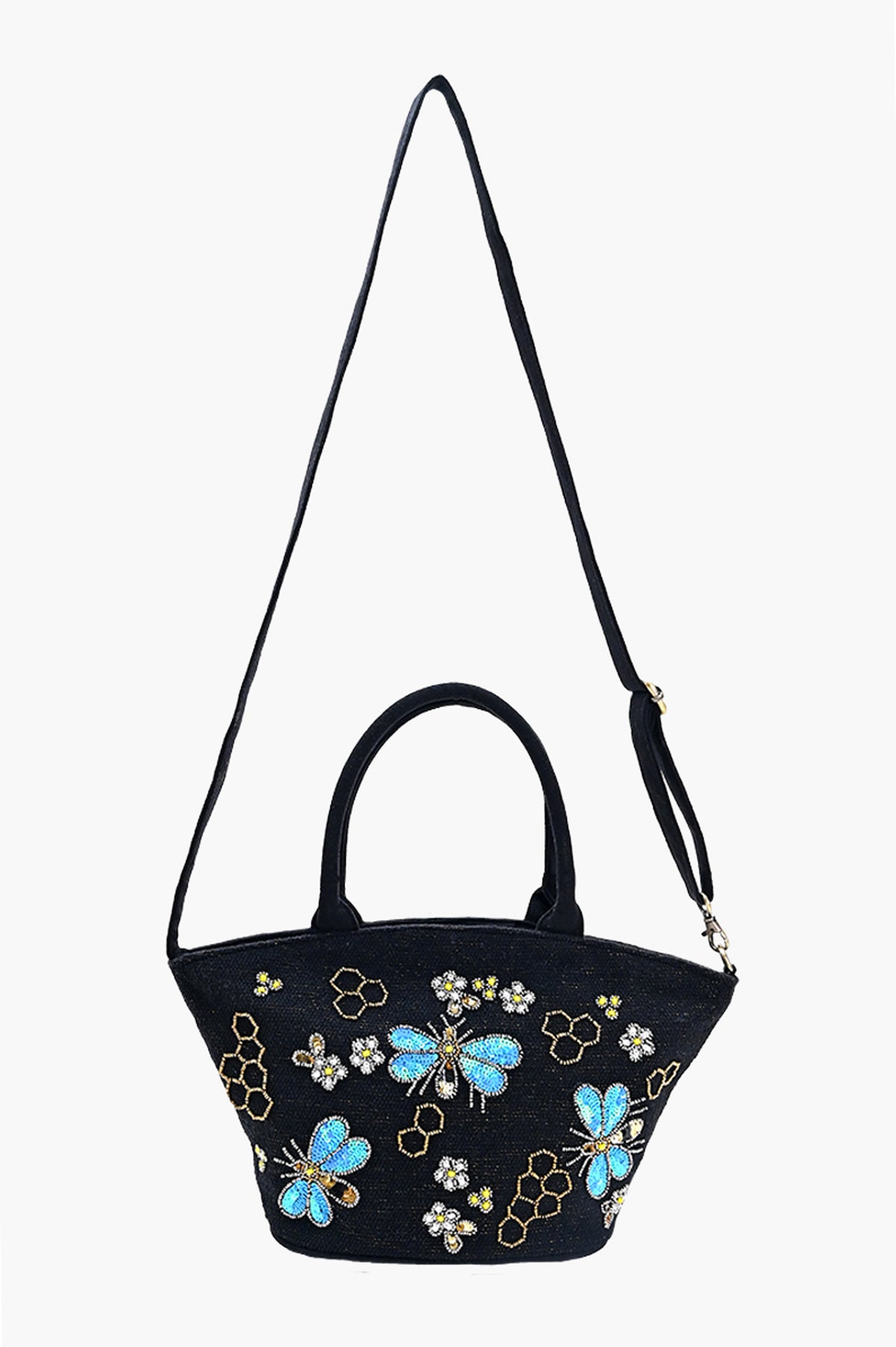 Honeybee Embellished Mini Bucket Crossbody Bag