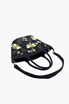 Honeybee Embellished Mini Bucket Crossbody Bag