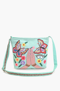Turquoise Bliss Embellished Messenger Bag
