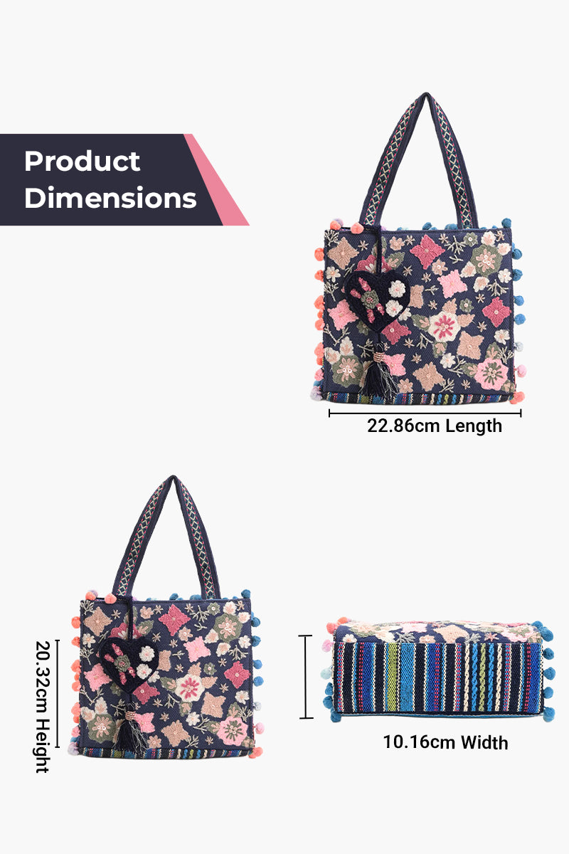 Whimsical Navy Blue Mini Tote Bag