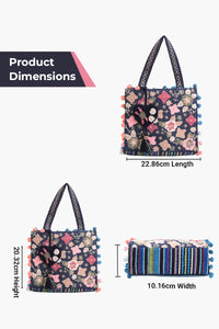 Whimsical Navy Blue Mini Tote Bag