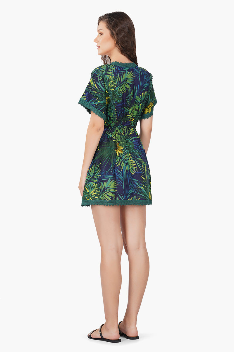 Tropical Green Mini Dress