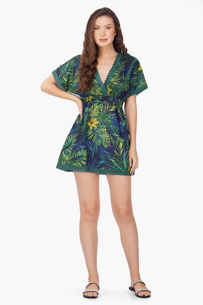 Tropical Green Mini Dress