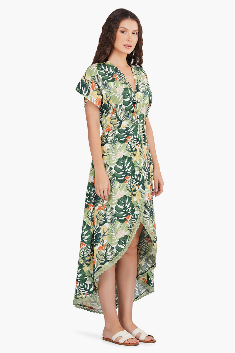 Tropical Wrap Maxi Dress