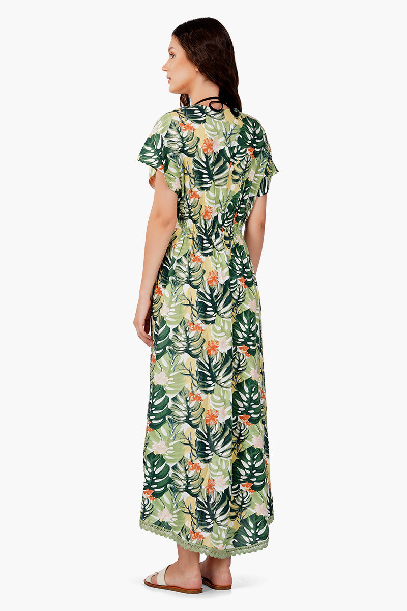Tropical Wrap Maxi Dress