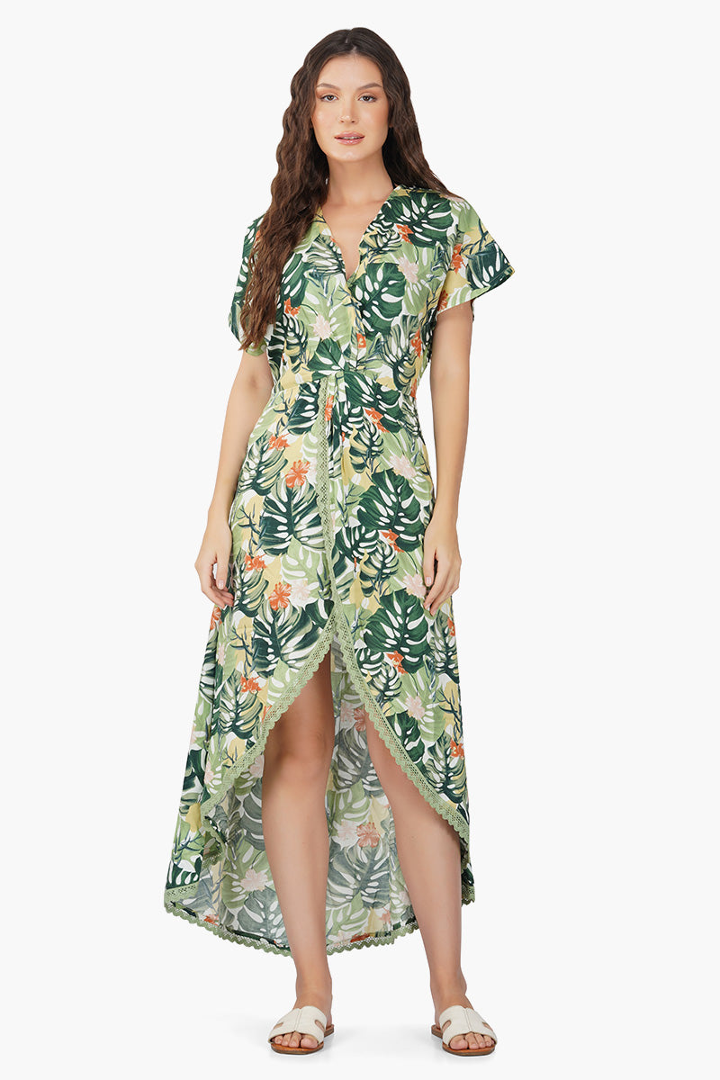 Tropical Wrap Maxi Dress