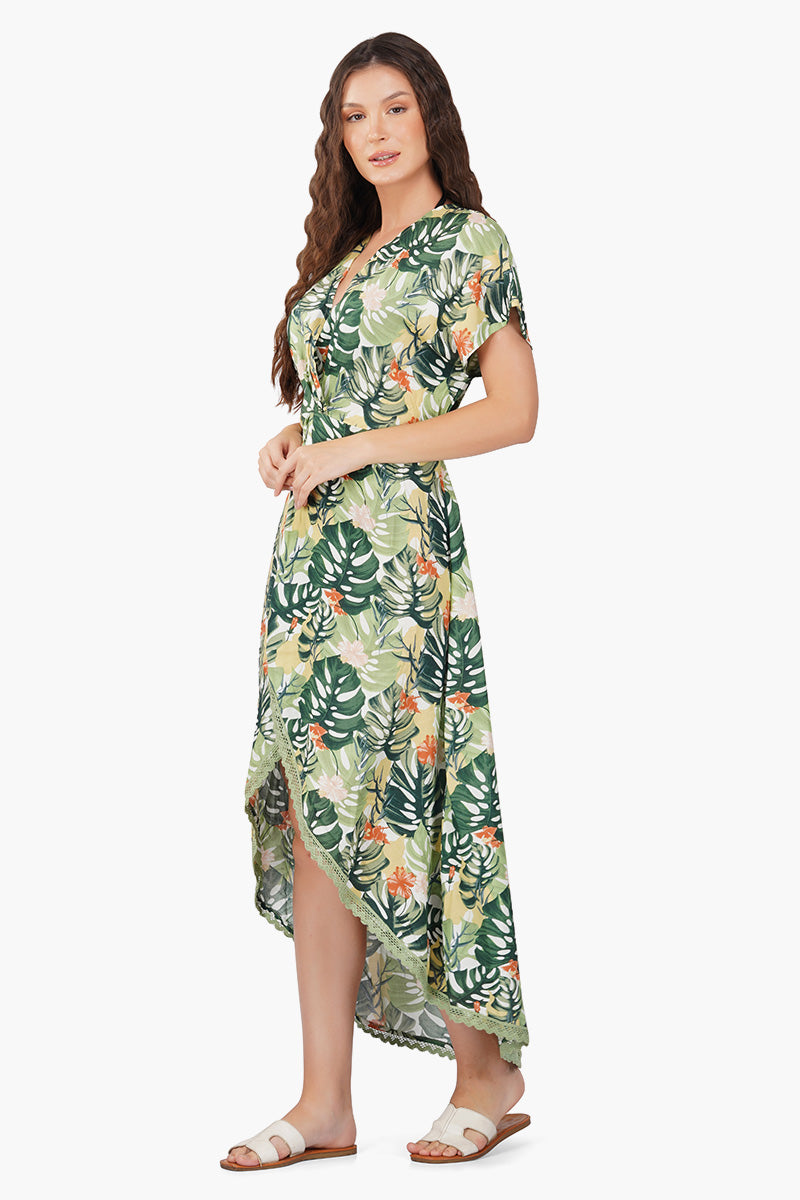 Tropical Wrap Maxi Dress