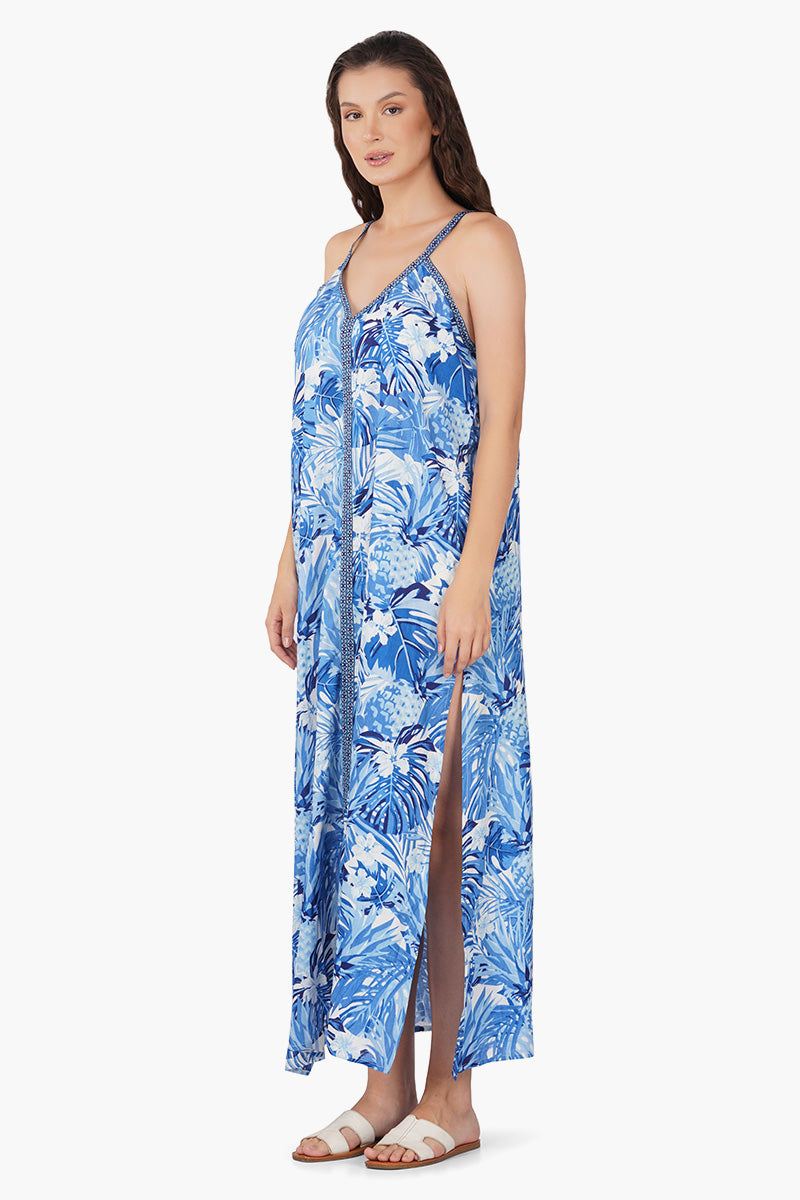 Meghan Tropical Blue Dress