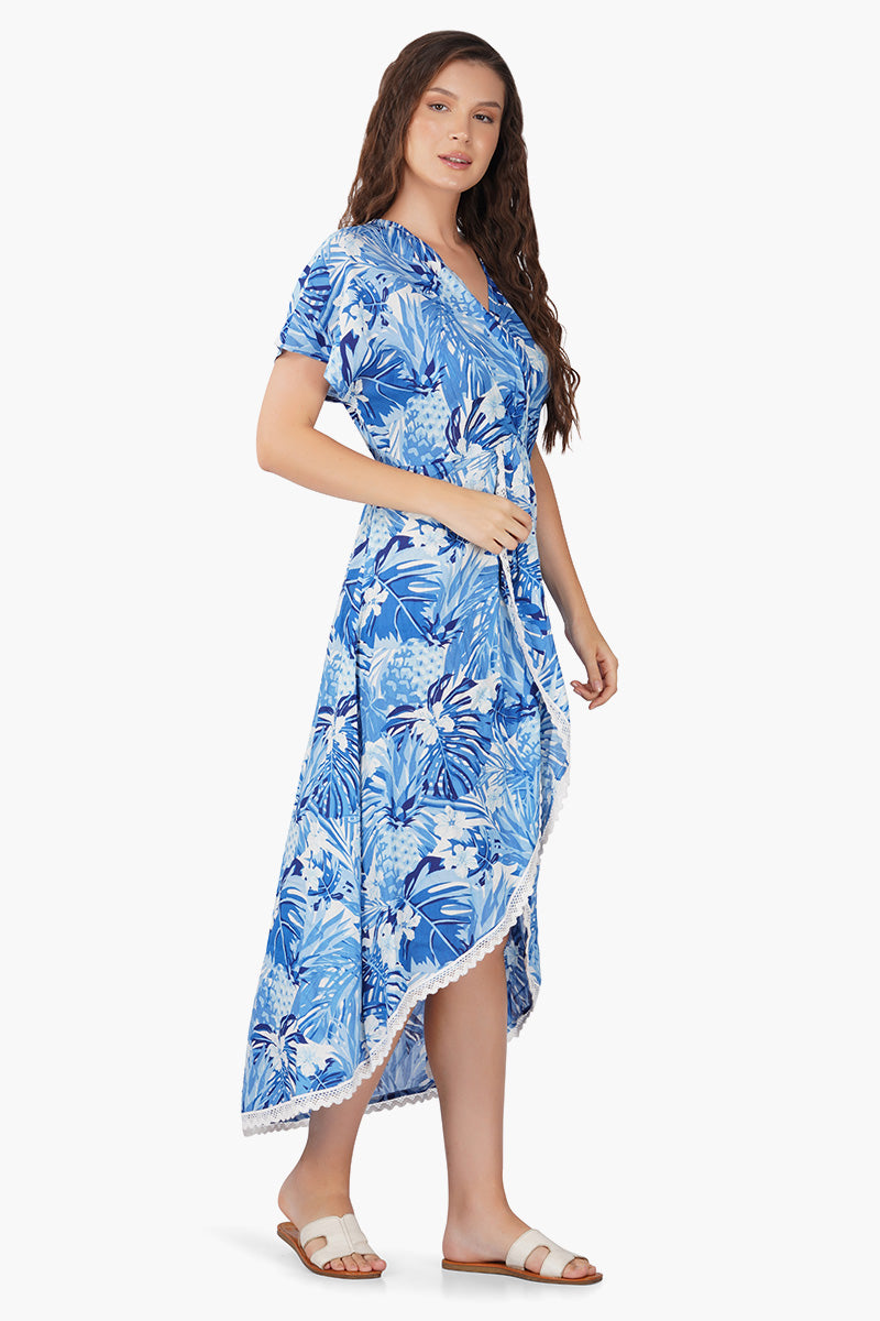 Women Tropical Wrap Dress