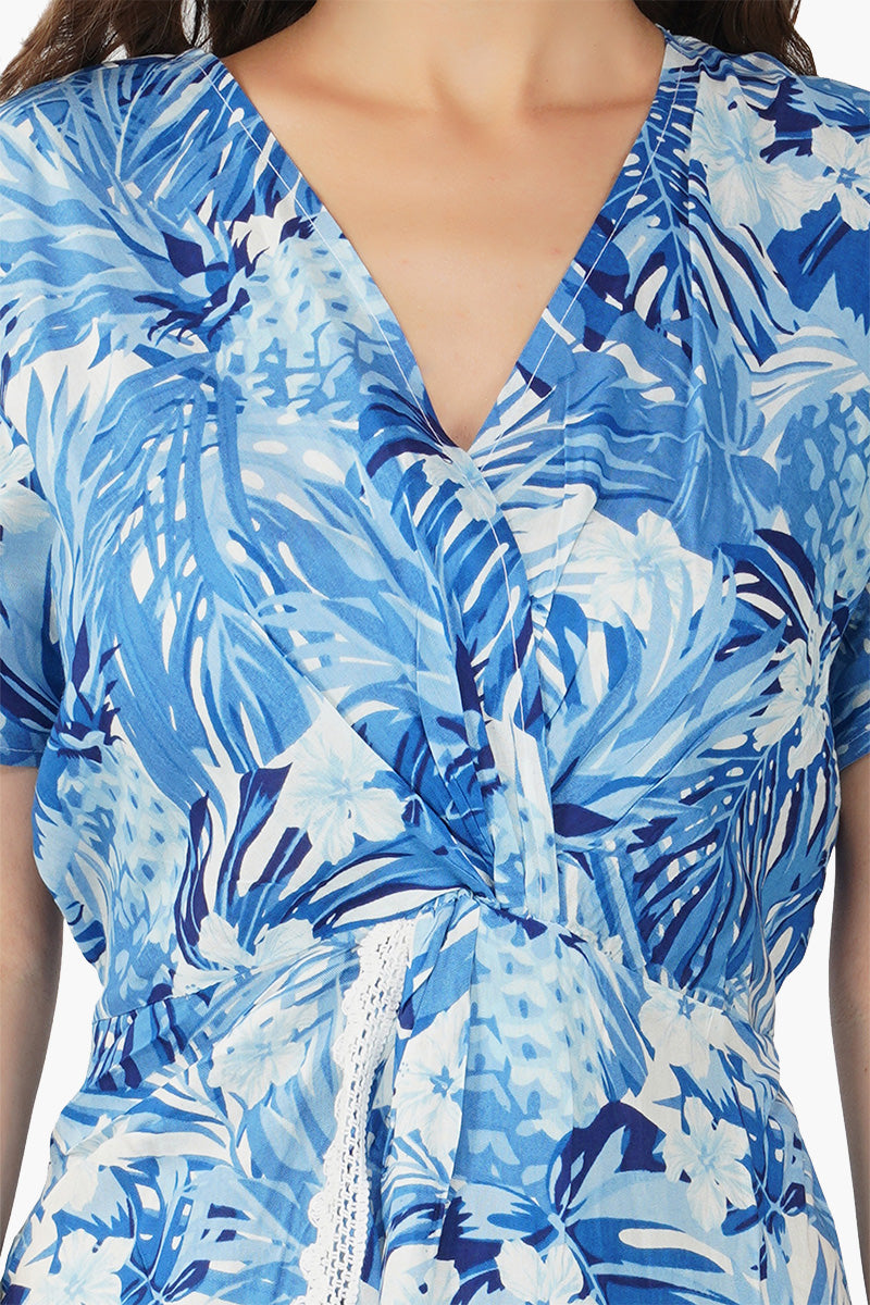 Women Tropical Wrap Dress