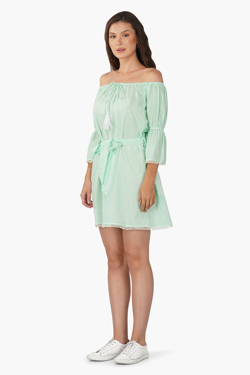 Summer Striped Off-Shoulder Dress
