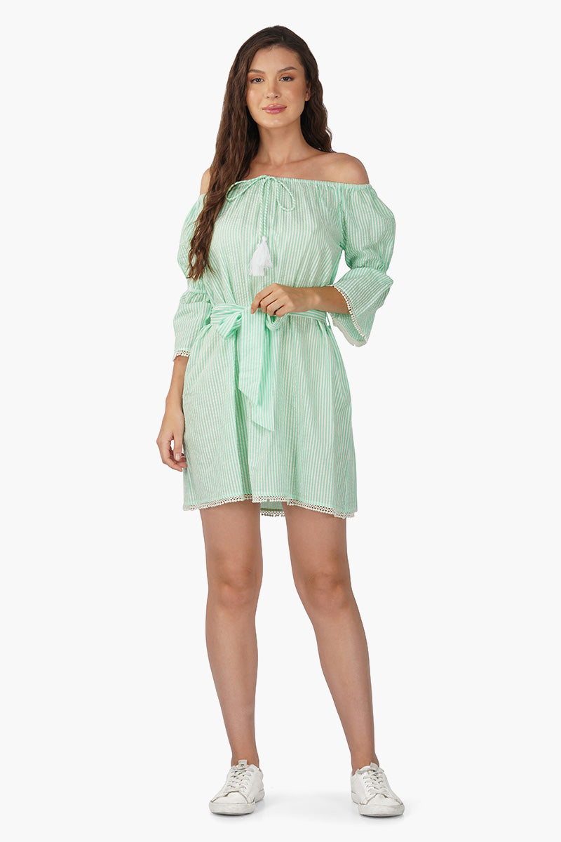 Summer Striped Off-Shoulder Dress