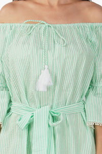 Summer Striped Off-The-Shoulder Dress