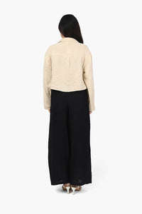 Chic Midnight Fully Lined Wide-Leg Trousers In Black With Comfortable Drawstring Tie
