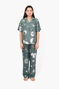 Starry Dreamscape Green Night Wear Coordinate Set