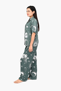 Starry Dreamscape Green Night Wear Coordinate Set