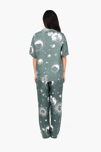 Starry Dreamscape Green Night Wear Coordinate Set