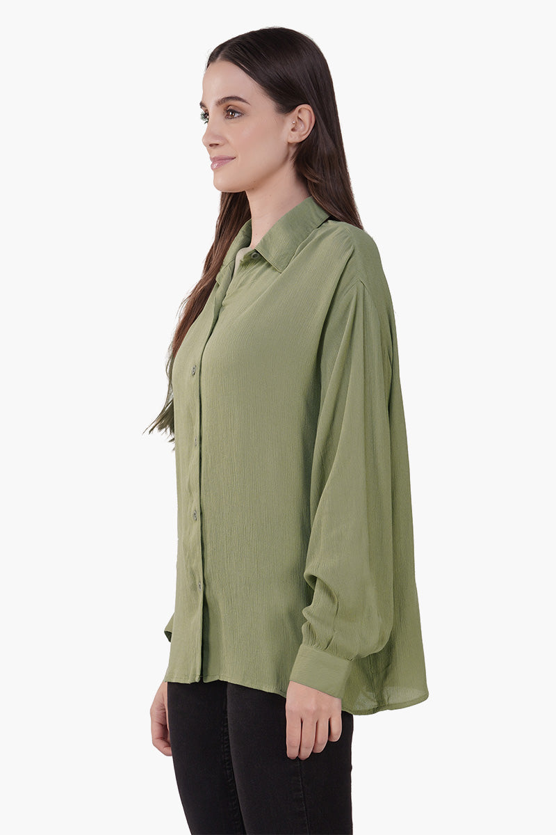 Olive Green Collared Button Down Shirt