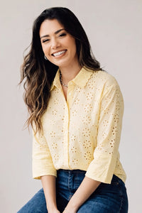 Aura Eyelet Schiffli Cotton Drop Shoulder Shirt
