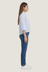 Aura Eyelet Schiffli Cotton Drop Shoulder Shirt