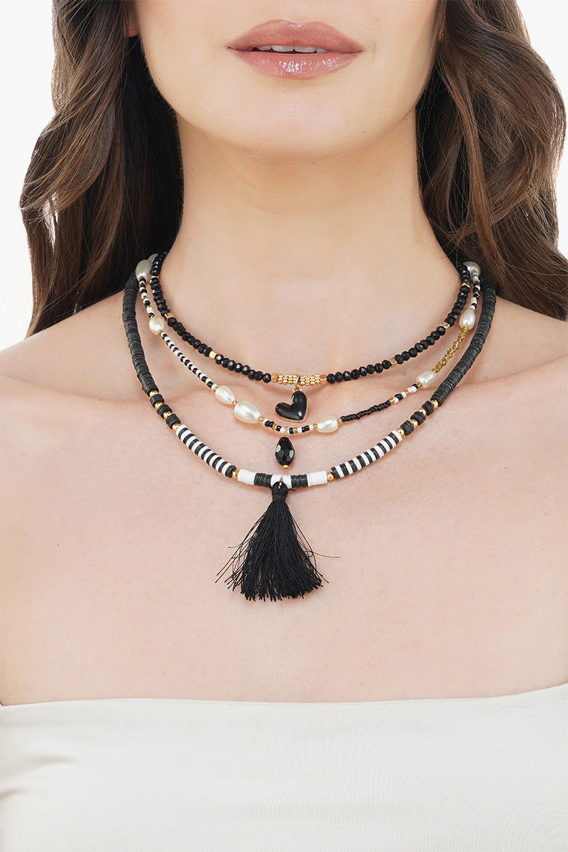 Black and White Beaded Necklace