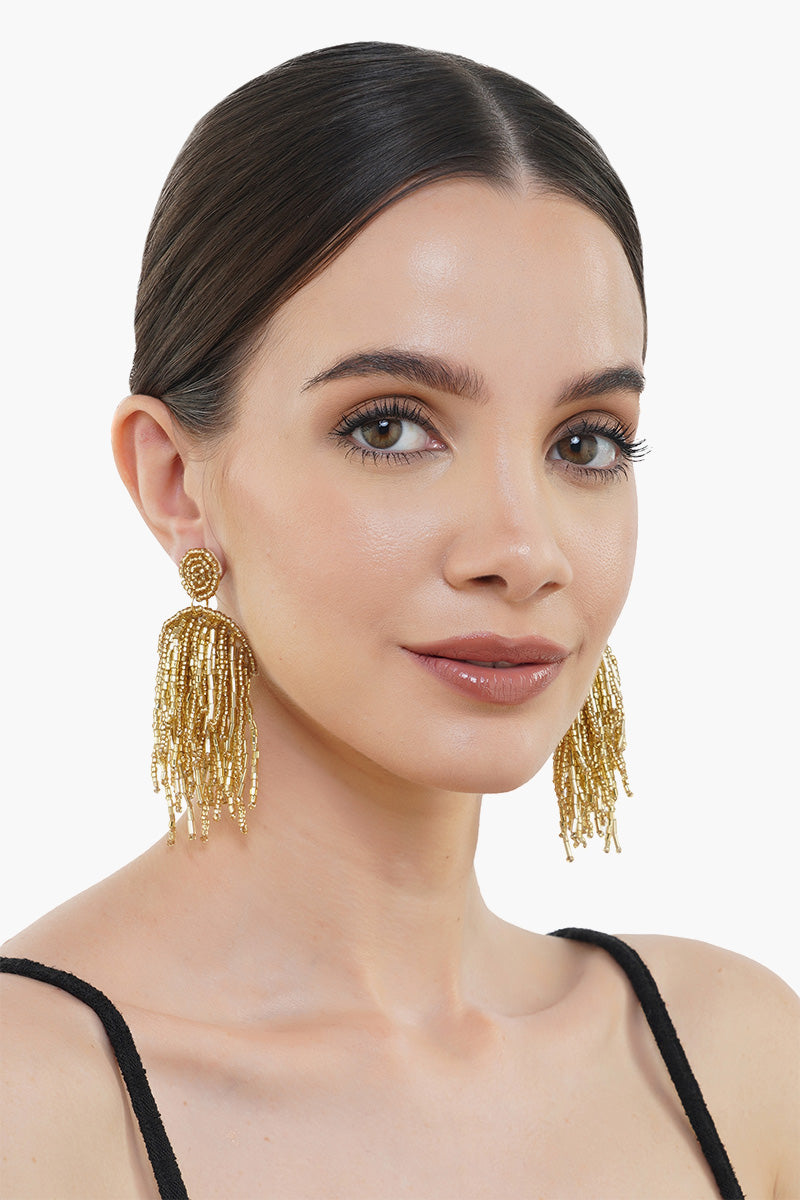 Golden Tassels Dangle Earring