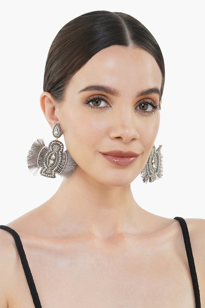 Bohemian Tassle Grey Dangle Earring