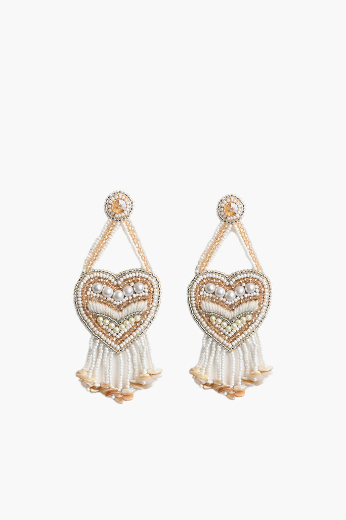 Hanging Heart Tassel Earring