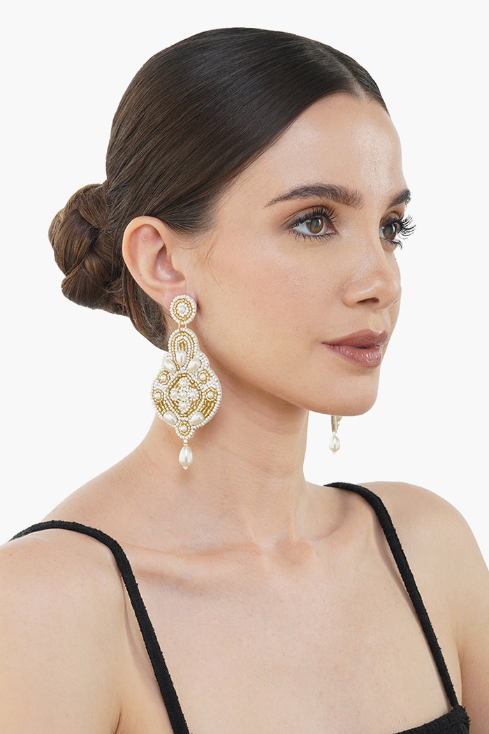 White Pearl Drop Earring