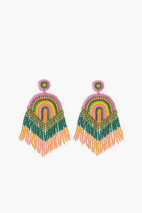 Colorful Beaded Rainbow Tassel Earring