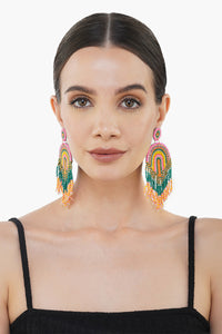 Colorful Beaded Rainbow Tassel Earring