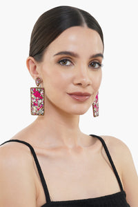 Pink Phulkari Embroidered Earring