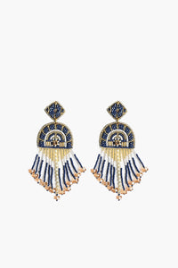 Blue Geometric Tassel Earring