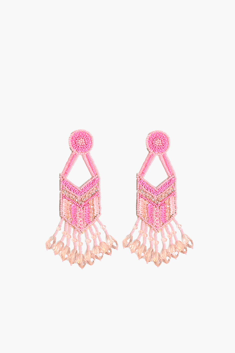 Pink and Peach Beads Chandelier Earring