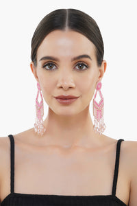 Pink and Peach Beads Chandelier Earring