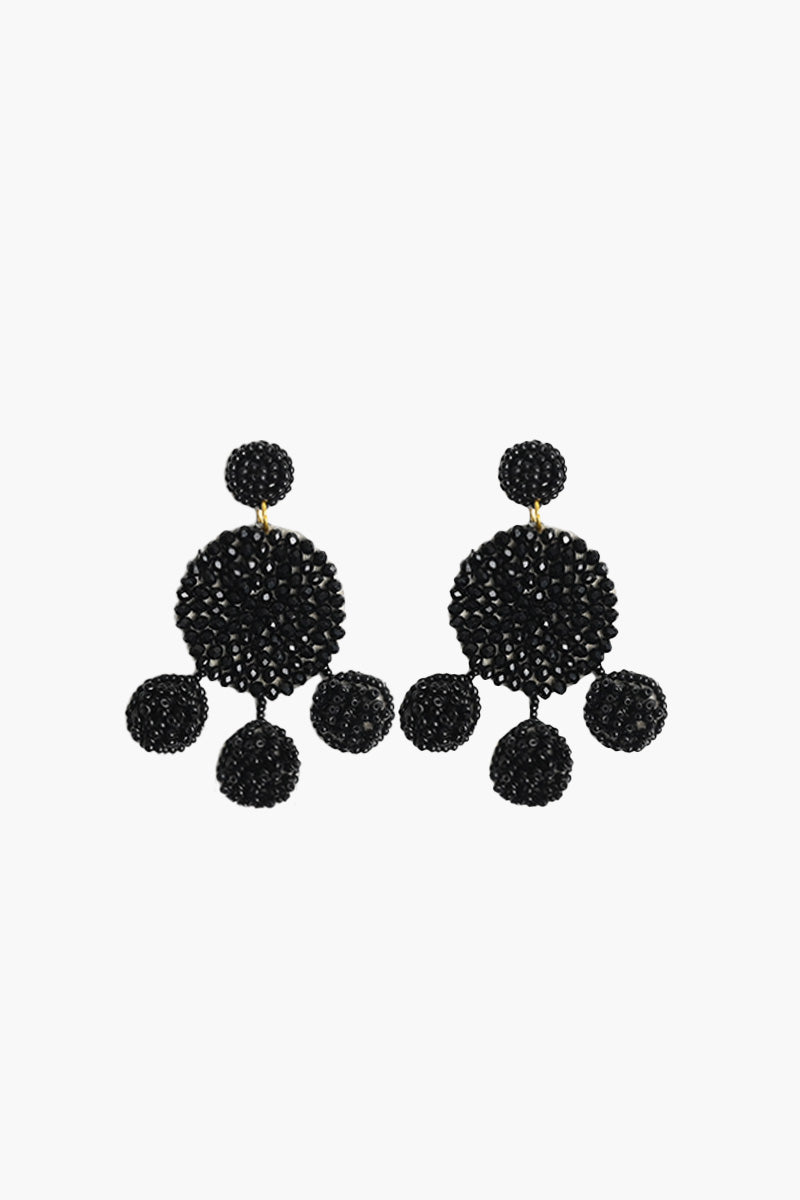Black Seed Beaded Disc Earring