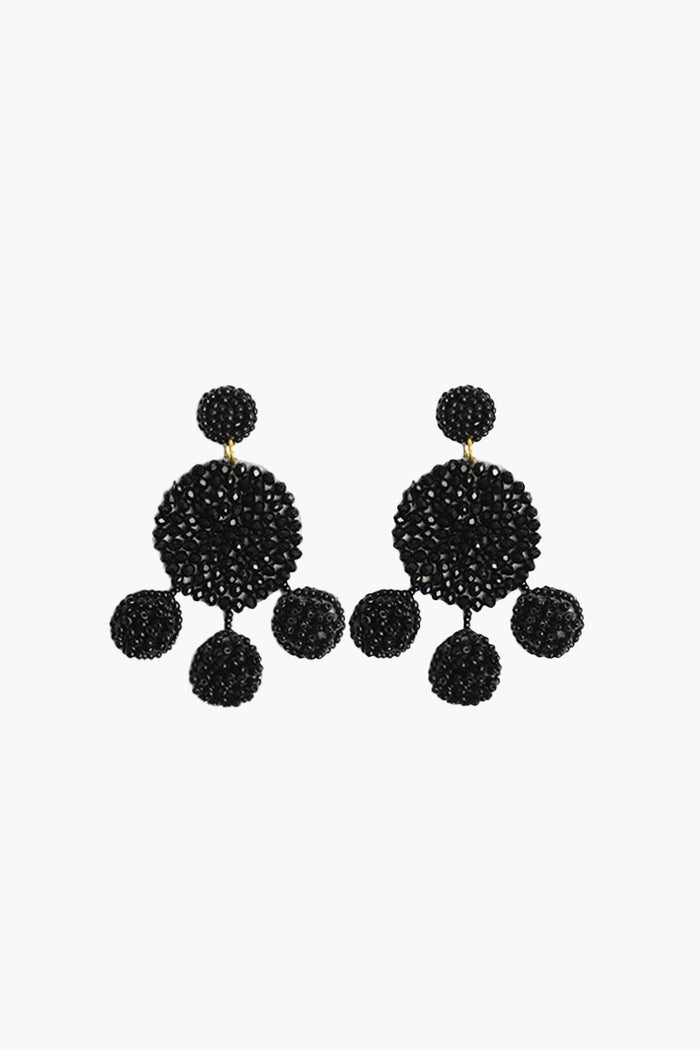 Black Seed Beaded Disc Earring