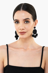Black Seed Beaded Disc Earring