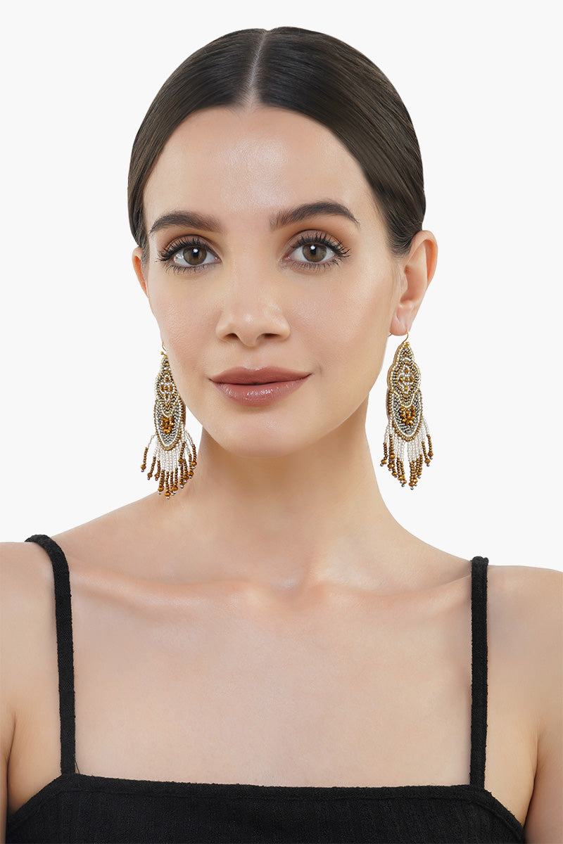 Golden Ladybug Tassel Earring