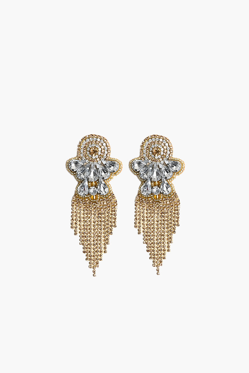 Gold and Diamond Plated Beads Chandelier Earring