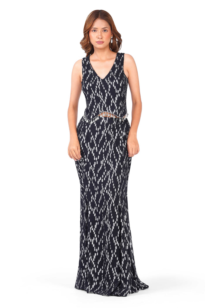 Midnight Gleam Black & Silver Lurex Mermaid Co-Ord Set