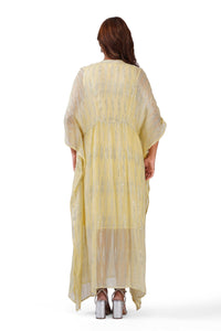 Sunlit Yellow Silver Lurex Kaftan Dress