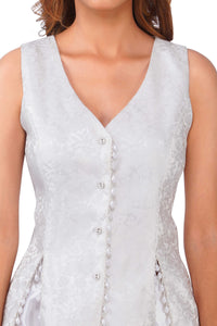 Pearl Grace White Brocade Waistcoat & Draped Skirt Co-Ord Set