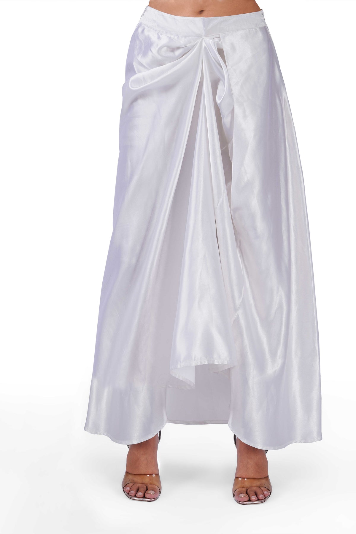 Pearl Grace White Brocade Waistcoat & Draped Skirt Co-Ord Set