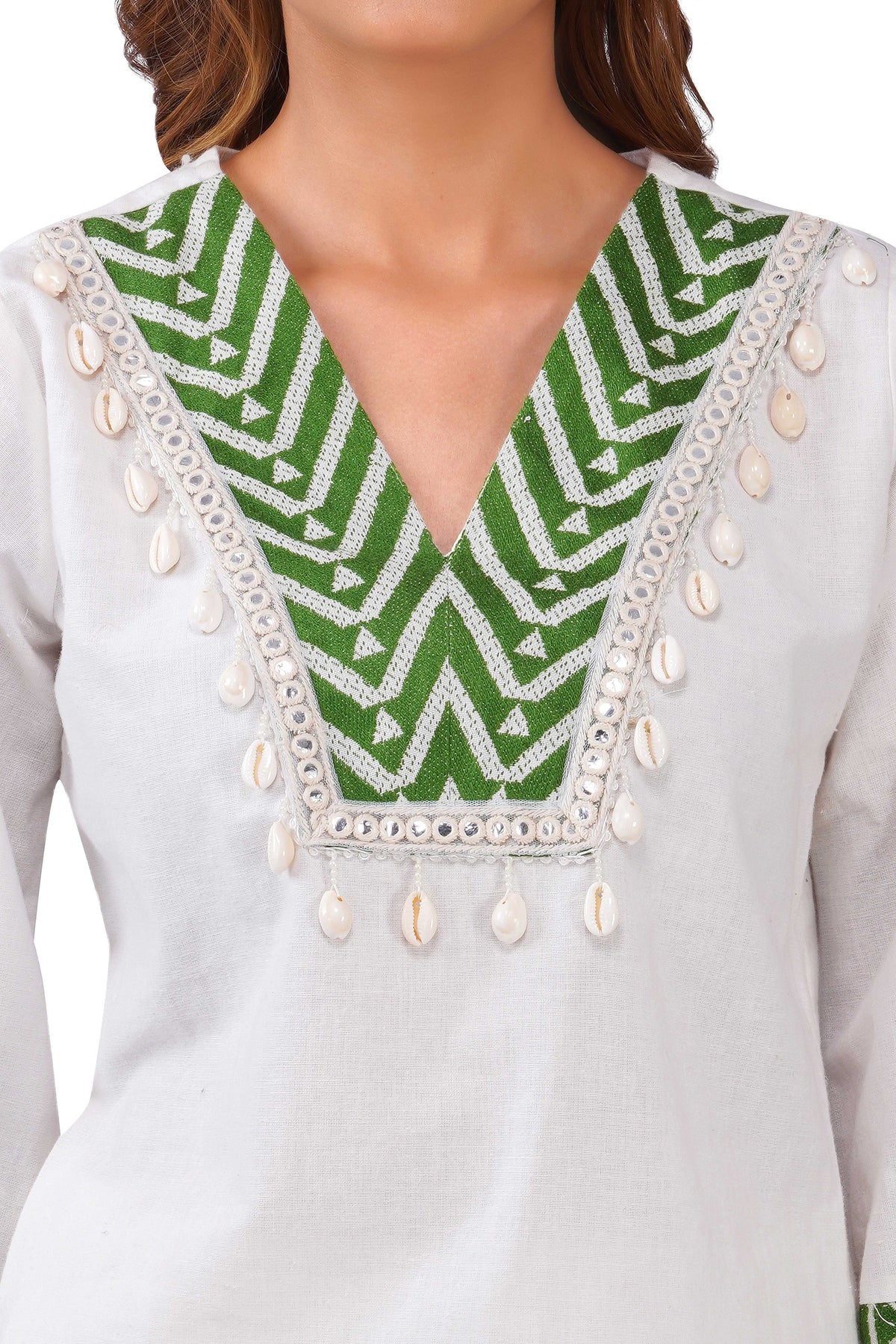 Willow Charm Co-Ord Set – White Printed Viscose Flex Two-Piece Set
