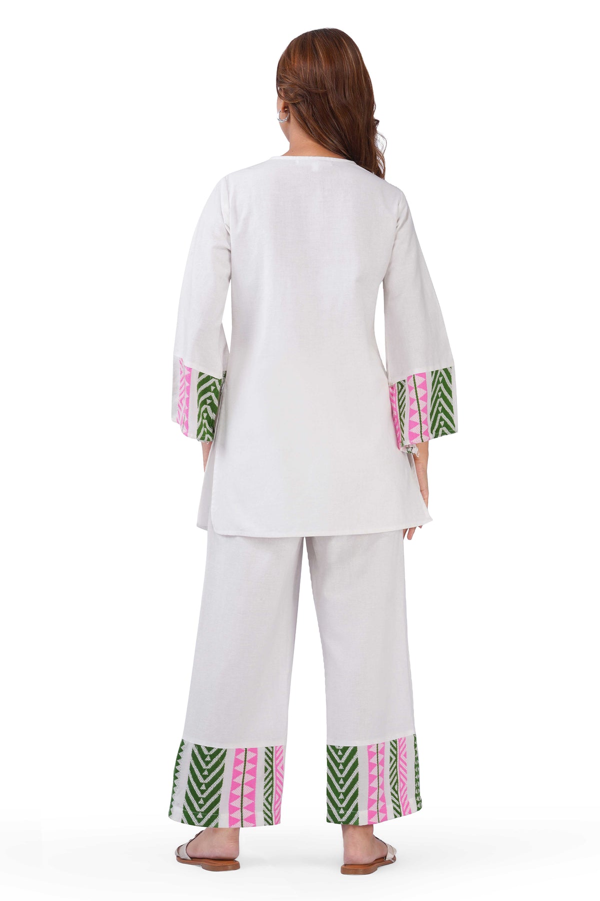 Willow Charm Co-Ord Set – White Printed Viscose Flex Two-Piece Set