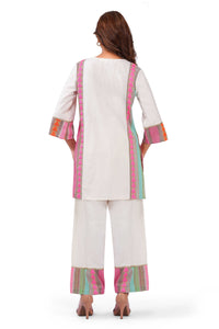 Calypso Pastel Striped White Viscose Co-ord Set