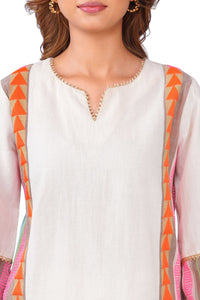 Calypso Pastel Striped White Viscose Co-ord Set